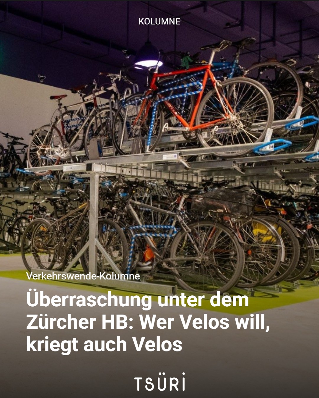 Die Velostation unter dem Zürcher HB ist voll.